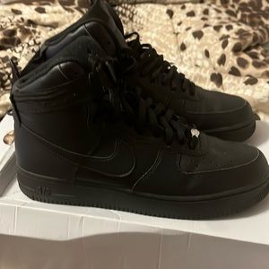 Black Air Force 1s High - Size 12.5